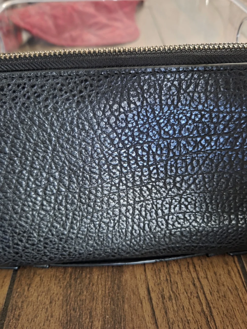 Coach Unisex Black Pebbled Leather Double Zip Wallet XL Organizer Clutch